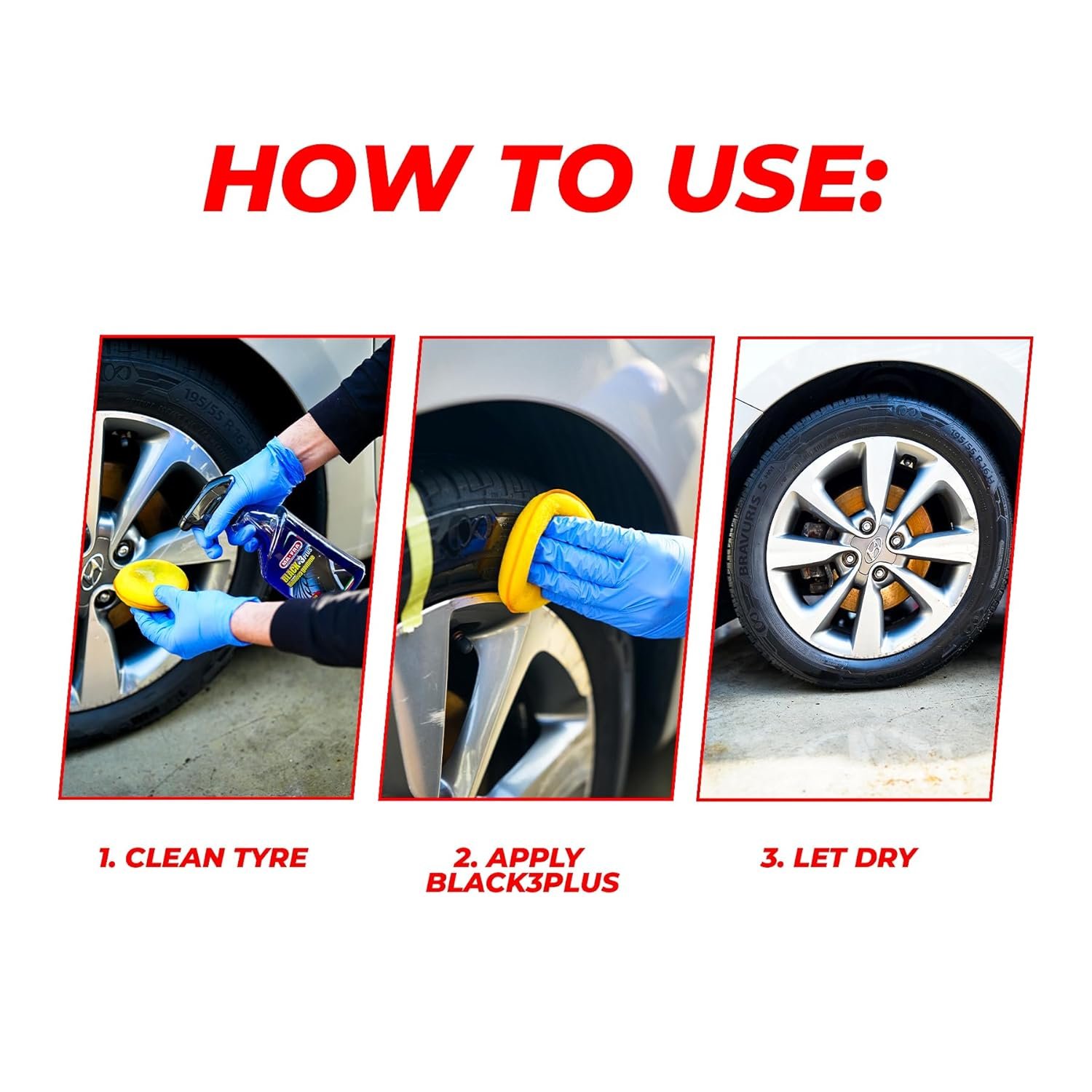 MAFRA Black 3Plus and 500ml Tire Blackener & Shiner | Renews, Softens & Protects Car Tyres