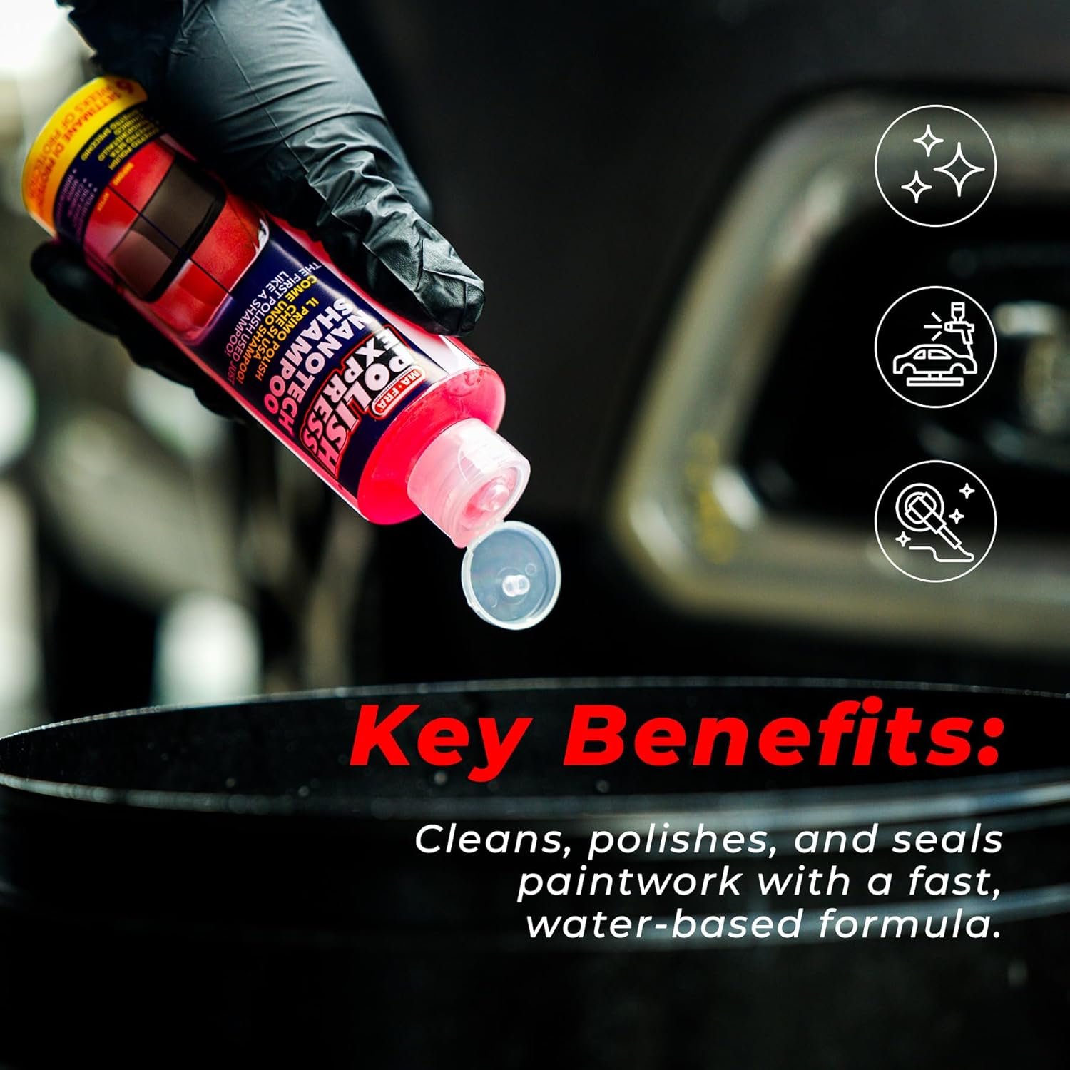 Polish Express 250ml Nanotech Shampoo with Polishing Sponge | 2-in-1 Wash & Wax | Mirror Shine, Easy Washing, Up to 6 Weeks Protection